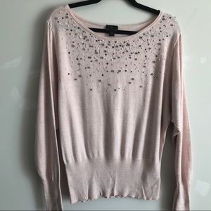 Worthington Sequins Embellished Pink Sweater (XL)